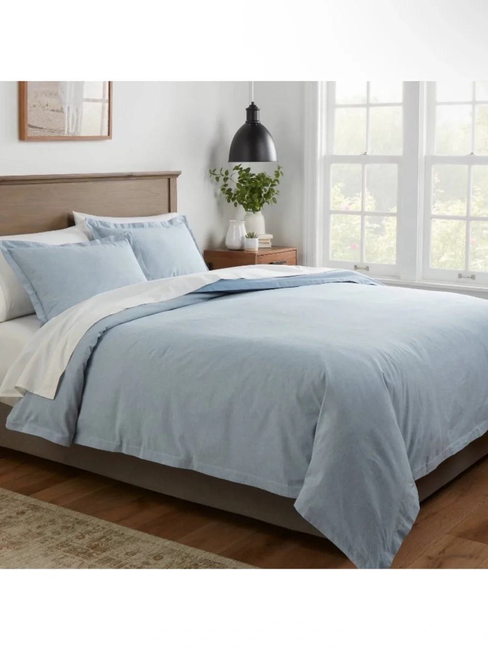 Full/Queen Cotton Linen Chambray Duvet Cover & Sham Set- Threshold